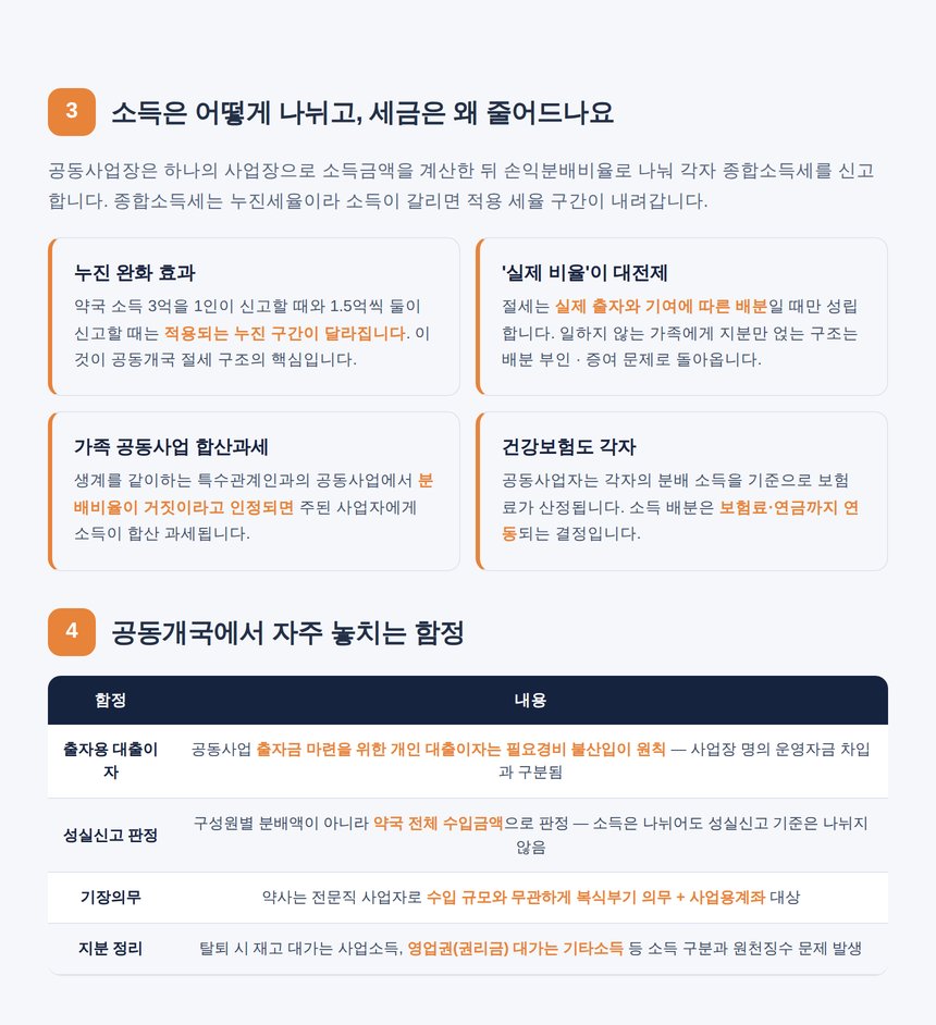 공동사업 소득 배분 구조와 자주 놓치는 함정 정리