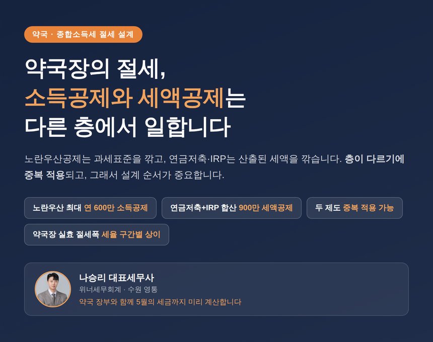 약사 절세 노란우산공제 연금저축 IRP 개요