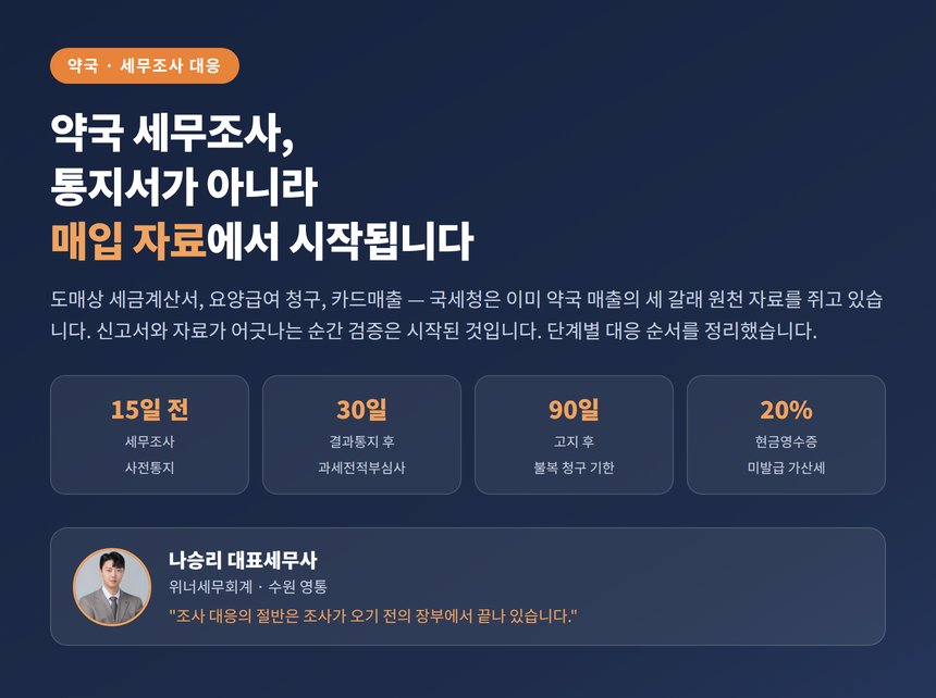 약국 세무조사 세무사, 조사는 통지서가 아니라 매입 자료에서 이미 시작됩니다