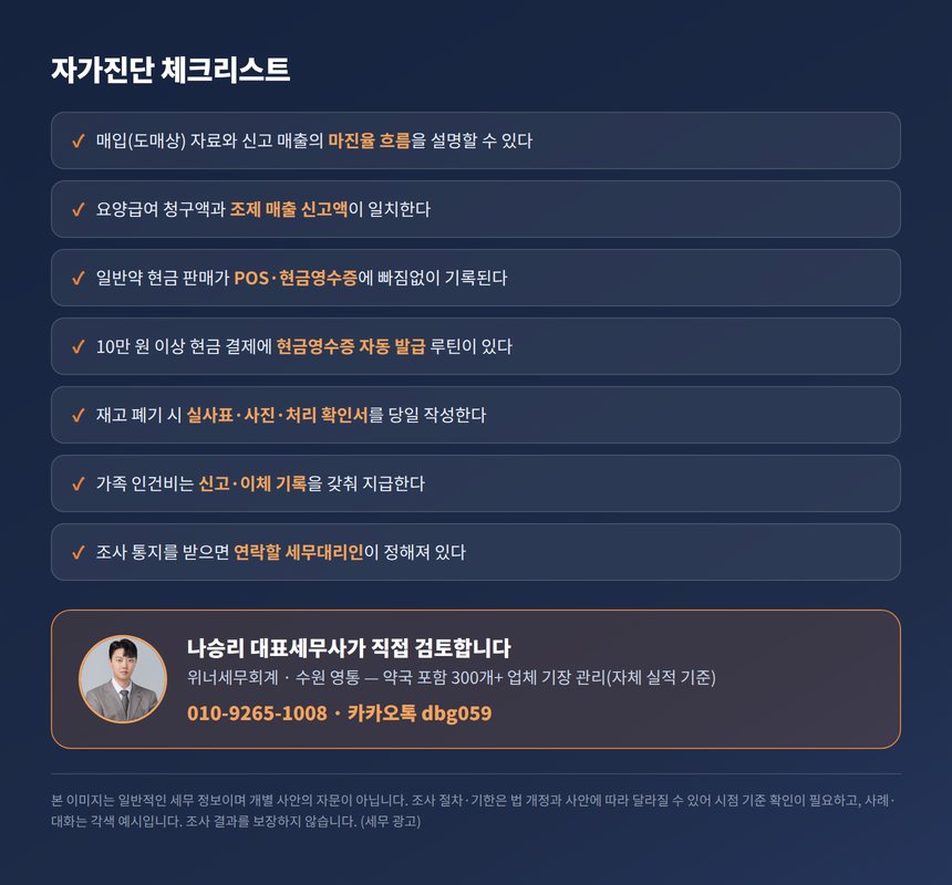 약국 세무조사 세무사 자가진단 체크리스트