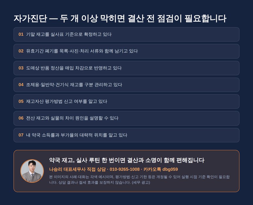 약국 재고 세무사 자가진단 체크리스트