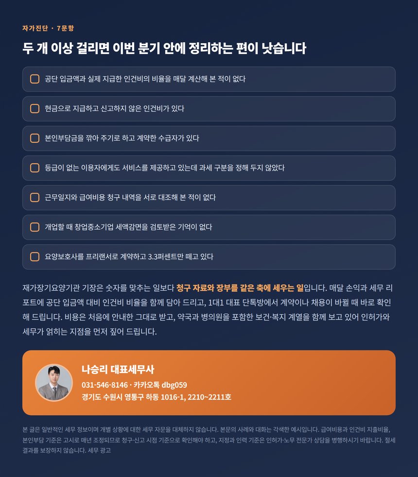 재가장기요양기관 자가진단 일곱 문항과 상담 안내
