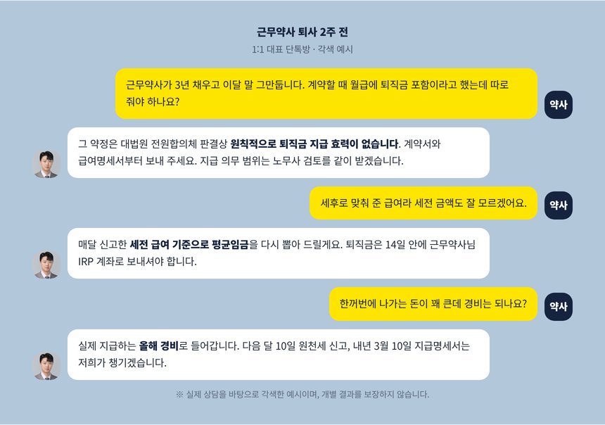 근무약사 퇴사를 앞둔 약사님과 세무사의 단톡방 대화 각색 예시