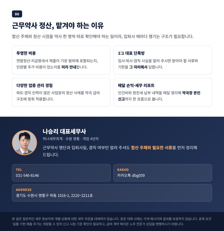 근무약사 합산 정산을 전문가에게 맡겨야 하는 이유와 상담 안내